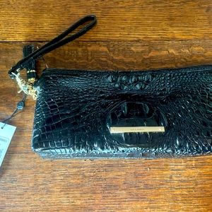 BRAHMIN BLACK GENUINE LEATHER CLUTCH NWT